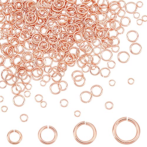 PandaHall 400 Stück Sprungringe Offene Biegeringe Aus Messing In 4 Größe Roségold Schmuckverbindungsringe Schmuckherstellungszubehör Für Halsketten Armbänder Schlüsselanhänger Schmuckreparatur von PandaHall