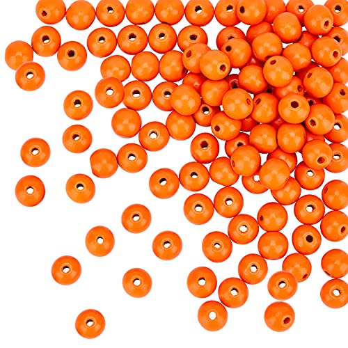 PandaHall 450pcs Orange Holzperlen 12mm Runde Holz Spacer Perlen Halloween Perlen Für Schmuck Armband Halskette Ohrring Herstellung Handwerk, Loch 4 mm von PH PandaHall