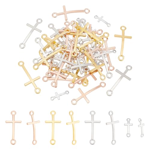 PandaHall 48 Stück Kreuz Anhänger Links, 4 Stil Kreuz Charms Doppelte Schleife Kreuzglieder Legierungs Verbindungs Charms für Ostern Weihnachten DIY Armband Halskette Schmuck Basteln Partygeschenke von PH PandaHall