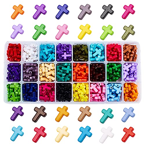 PandaHall 480pcs 24 Farbe Chunky Acryl Kreuz Perlen Bunte Abstandshalter Lose Perlen für Ostern Eid Mubarak Ramadan Dekoration Schmuck Halsketten, Freundschaft Armbänder, Ohrring Herstellung von PH PandaHall