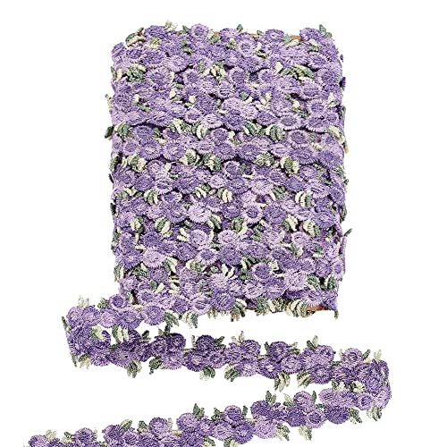 PandaHall 5 Yards Blumenspitzenband Lila Blumenspitzenborte 20 mm Dekorationsspitze Blume Bestickte Zierbänder Für DIY Hochzeit Applikationen Nähen Basteln Scrapbooking Polsterung Vorhang Patchwork von PandaHall