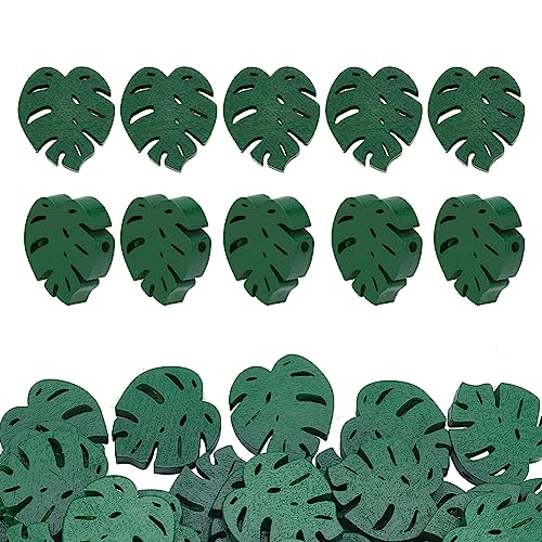 PandaHall 50 Stück Monstera Blatt Holzperlen, Sommer Holzperlen Lose Abstandsperlen Boho Tropische Perlen für Hawaii Sommer Herbst Frühling Party Dekorationen Armband Halskette Zubehör von PH PandaHall