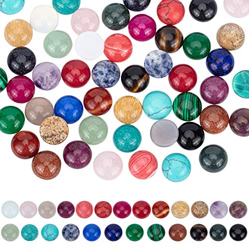 PandaHall 50pcs 25 Farben Edelstein Cabochons Natursynthetik Perlen 12mm Quarz Kristall Cabochons Für Ohrring Halskette Armband Schmuckherstellung von PH PandaHall