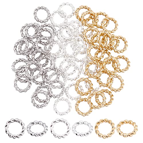 PandaHall 60 Stück 24K Gold Springt Ringe, 3 Farben 6 mm Messing Verdrehte Biegeringe 18 Gauge Geschlossene Biegeringe Kettenhemdringe Schmuck O Ringe Stecker Für DIY Ohrringe Armbänder Halsketten von PH PandaHall