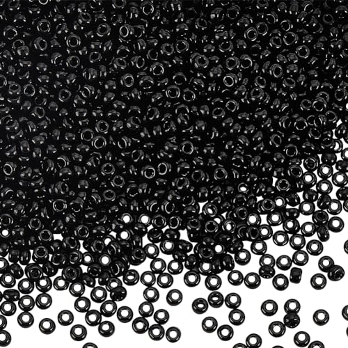 PandaHall 6000 STK. 11/0 Glassamenperlen undurchsichtig Schwarz Runde Ponyperlen Taillenperlen Mini Spacer Perlen Durchmesser 2mm für die Schmuckherstellung von PH PandaHall