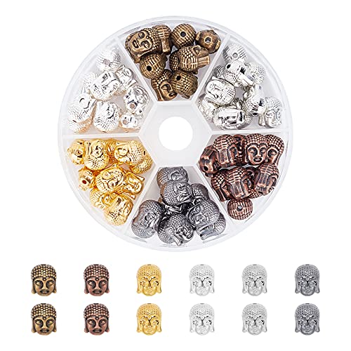 PandaHall 60pcs 6 Farbe Legierung Buddha Kopf Perlen Charm Connector Perlen für Armband Halskette Ohrringe Schmuck Herstellung Handwerk von PH PandaHall