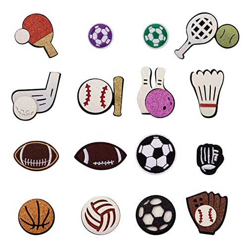 PandaHall 64pcs Iron Sew On Patches 16 Styles Sports Ball Game Embroidery Applique Patches Stickers for Clothes Jeans Jackets Shoes T-Shirt Hat Bag DIY Accessory von PH PandaHall