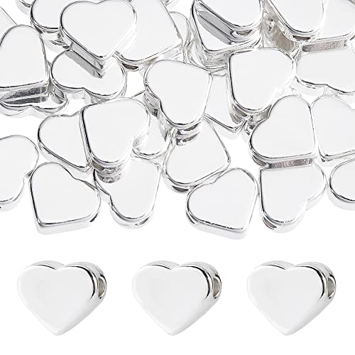 PandaHall 66 Stück Herzperlen Silber Herz Zwischenperlen Metall Liebe Herz Charm Langlebige Perlen Für Muttertag Valentinstag Halskette Armband Ohrring Hochzeit Thanksgiving Schmuckherstellung 6x7 mm von PH PandaHall