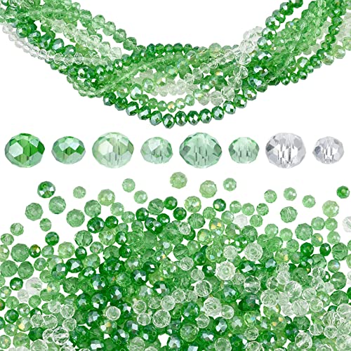 PandaHall 660pcs Kristallperlen 8 Stränge Rondelle Glasperlen Kristall Facettierte Perlen ab Farbe Überzogene 6mm 8mm Grün Klar Abstandsperle Für Armband Schmuck Schlüsselanhänger Handwerk von PH PandaHall