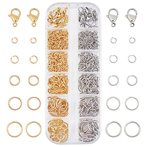 PandaHall 690Stk 304 Offene Biegeringe Aus Edelstahl Für Die Herstellung von Schmuckverbindern Schmuck, Der Die Farbe Golden & Edelstahl Findet, 4mm 6mm 8mm 10mm 12mm von PH PandaHall