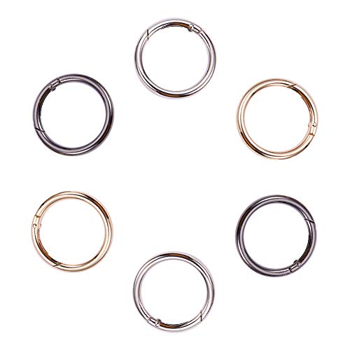 PandaHall 6pcs 48mm Frühling O Ring Runde Karabiner Karabinerhaken Haken Trigger Frühling Schlüsselring Schnalle für Schlüsselanhänger Taschen Geldbeutel DIY Craft Making, Light Gold/Platin/Gunmetal von PH PandaHall