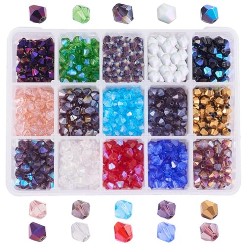 PandaHall 675pcs Facettierte Glasperlen, 6mm Handwerk Perlen Elektroplatte Glasperlen Kristallperlen liefert Kristall Diamant Perlen Lose Abstandsperlen für Armband Halskette Schmuck Herstellung von PH PandaHall