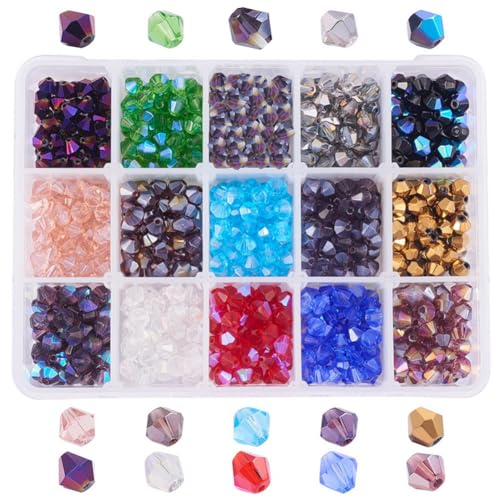 PandaHall 675pcs Facettierte Glasperlen, 6mm Handwerk Perlen Elektroplatte Glasperlen Kristallperlen liefert Kristall Diamant Perlen Lose Abstandsperlen für Armband Halskette Schmuck Herstellung von PH PandaHall