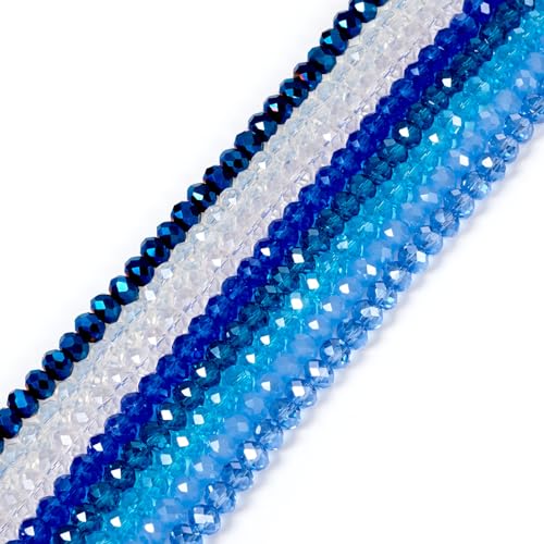 PandaHall 8 Stränge Facettierte Rondelle Perlen Blau Kristall Glas Rocailles Bulk für DIY Handwerk Freundschaftsarmbänder Schmuckherstellung von PH PandaHall