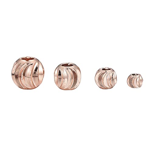 PandaHall 80 Stück gewellte runde Abstandshalter aus Messing, 3 mm, 4 mm, 5 mm, 6 mm, Roségold, kleine Metall-Stopperperlen für Halsketten, Armbänder, Ohrringe, Schmuckherstellung von PandaHall