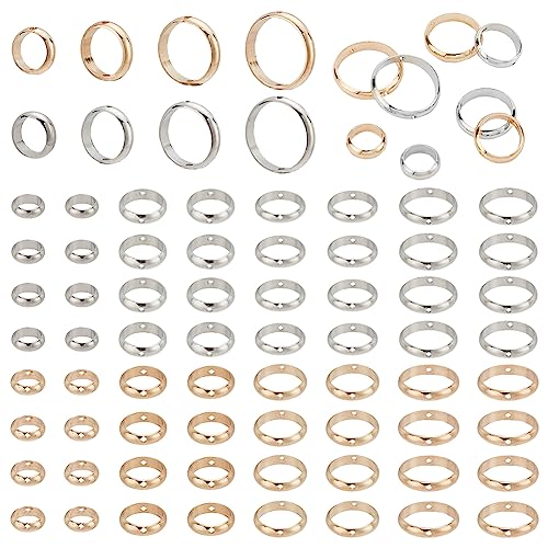 PandaHall 80pcs Runder Perlenrahmen Messing Kreisrahmen Verbindungsstücke Lose Metallperlen Zwei Loch Rahmen Abstandsperlen Für Die Perlenherstellung von Ohrringen Armbändern Und Halsketten von PH PandaHall