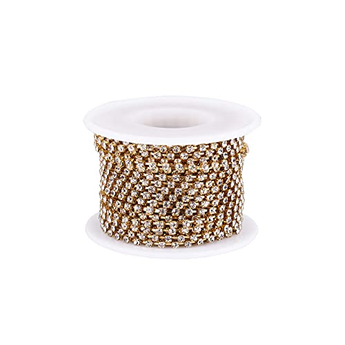 PandaHall 9,1 Meter/Rolle Kristall Strass Diamant Kette 2,3 ~ 2,4 mm goldene Basis Strass Cup Ketten mit Spule für Schmuckherstellung von PH PandaHall