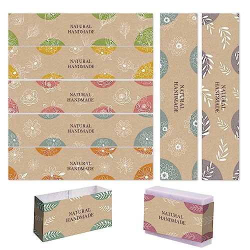 PandaHall 90 Stück Wickelpapierband 9 Stil Vintage-Band-Etikett Blumen-Papieretiketten-Verpackungshüllen Vertikale Etiketten Für Handgefertigte Seifen- Lotions- Bade- Und Geschenkverpackungen 21x5 cm von PH PandaHall