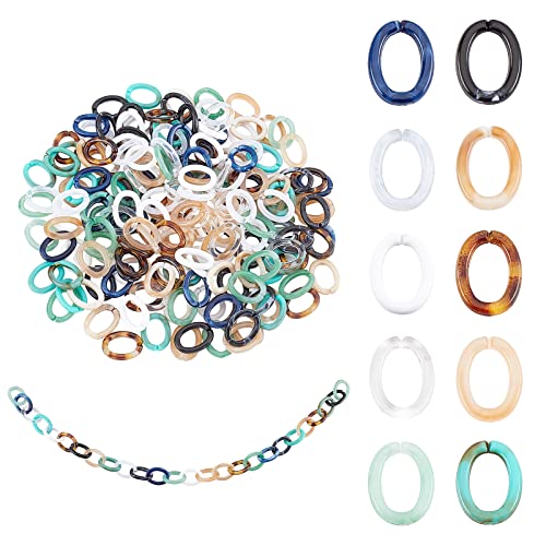 PandaHall Acryl-Verbindungsringe, 200pcs 10 Farben Kleine Schnellverbindungsstücke 17x13mm Bunte Ovale Offene Verbindungsringe Für DIY Geldbörse Tasche Brillenkette Taschenkette Jean Kette von PH PandaHall