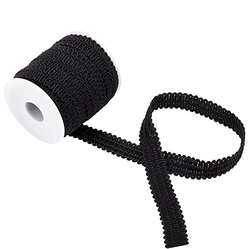 PandaHall Black Gimp Braid Trim, 10 Yards Polyester Gewebte Borte 19 mm (3/4 Zoll) Breit Verzierungs-Trim-Rolle Tausendfüßler-Spitzenband Für Kostüm-Kleid-Polster-Heimdekoration DIY-Nähhandwerk von PH PandaHall