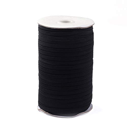 PandaHall Elastisches Band, 12 mm, schwarz, flach, elastisches Band zum Nähen, 91 m/Rolle von PH PandaHall