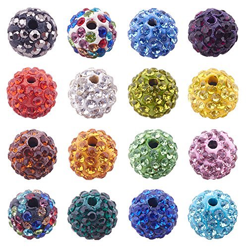 PH PandaHall 100pcs Strass Perlen 10mm Pave Disco Ball Clay Perlen Polymer Clay Strass Perlen Kristall Diamant Perlen für Armband Halskette Ohrring Schmuck Herstellung Weihnachtsdekoration von PH PandaHall