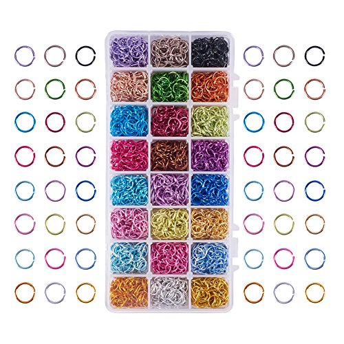 PandaHall Elite 2400 Stück 24 Farben Biegeringe, 10mm Aluminiumdraht offene Biegeringe Kettenverbindungs Ringe für Halsketten Armbänder Ohrringe Schmuckherstellung, 8mm Innendurchmesser von PH PandaHall