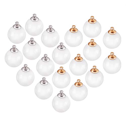 PandaHall Elite 30 Pcs 14mm Mini Leere Klarglas Globus Flasche Wunsch Ball Flaschen DIY Anhänger Charme mit 30 Pcs 8mm Kappe Kautionen für Schmuckherstellung von PH PandaHall