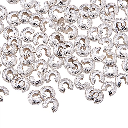 PandaHall Elite Messing Crimp Perle Covers Silber Farbe Craft Assortments 4mm ca 100 STK/Beutel von PH PandaHall