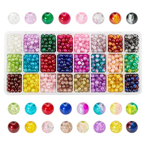 PandaHall Elite & reg 1440pcs / Spray Painted Crackle Glasperlen, rund, Gemischte Farbe, 6mm, Bohrung: 1.3~1.6mm; ungefähr 60pcs / compent; von PH PandaHall