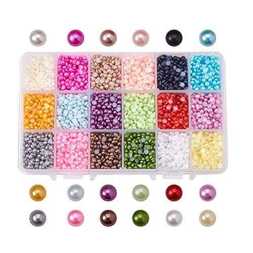 PandaHall Elite & reg ABS Acryl Cabochons, Nachahmung Pearl, halb rund, Mischfarbe, 4x2mm von PH PandaHall