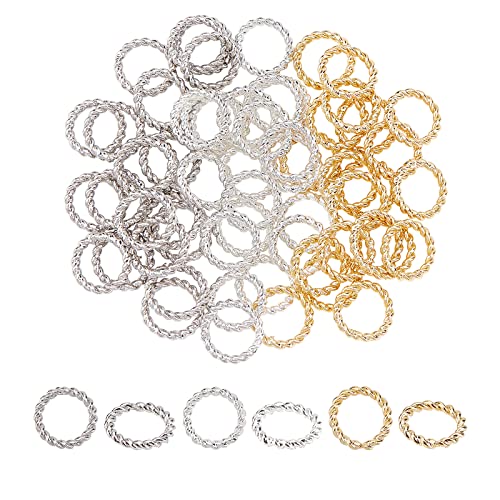 PandaHall Geschlossener Gelöteter Biegering, 60 Stück 3 Farben Messing Biegering 24 Karat Vergoldet 18 Gauge 8 mm O-Ringe Stecker Ohrring Halskette Armband Baumelt Schmuckherstellung von PH PandaHall