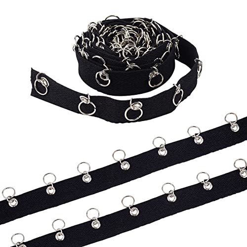 PandaHall Ösenband 3 Yards Schwarz Basteltülle Ösen 3 cm Breit Baumwollband Kleidung Nähen Mit Biegeringen Für Männer Frauen Kleidung Schuhbeutel Dekoration 2.7 m von PH PandaHall