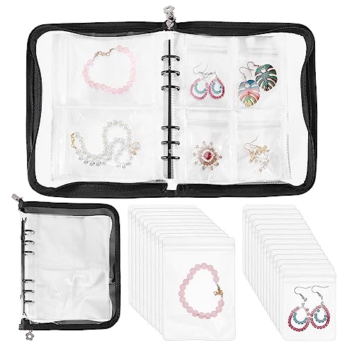 PandaHall Reise Schmuckaufbewahrungsbuch Kunststoff Schmuck Organizer Tasche Transparenter Schmuckhalter Mit 60 Stück Zip Lock Beuteln Für Die Aufbewahrung von Ringen Ohrringen Armbändern von PH PandaHall