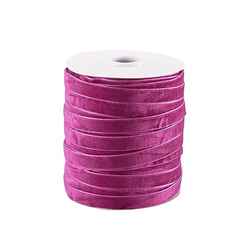 PandaHall Samtband, ca. 45 m, 10 mm breit, zum Verpacken von Geschenken, Haarschleifen, Clips, Nähen, Hochzeitsdekoration (Magenta) von PH PandaHall