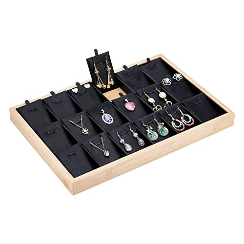 PandaHall Schmuck Organizer Tabletts, 18 Grids Anhänger Ohrringe Halskette Organizer Vitrine Mit Pu Kunstleder Stapelbar Schmuckablage Geschenke Für Männer Frauen, Schwarz von PH PandaHall