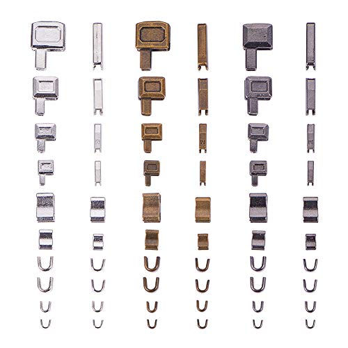 PandaHall Zinklegierungs-Reißverschluss Oben auf dem Plug-and-Repair-Reißverschlussstopper, Reparaturzubehör-Einsatzkasten und Pin-Fix-Halter, Mischfarbe, 3x3,5x2,5mm von PH PandaHall