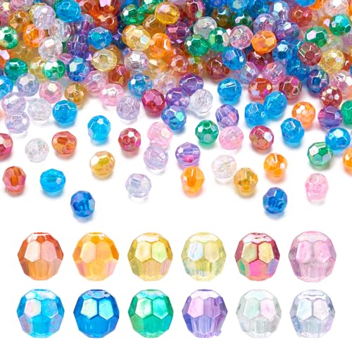 PandaHall facettierte Acrylperlen, 6 mm, rund, lose Abstandshalter, AB-Farbe, transparente Kristallperlen, Pony-Bastelperlen für DIY, Freundschaftsarmband, Schmuckherstellung, 1080 Stück von PH PandaHall