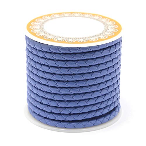 PandaHall geflochtenes Lederband, 5 m, 4 mm, Kornblumenblau, rund, echtes Leder, für DIY-Armbänder, Halsketten, Schmuckherstellung von PH PandaHall