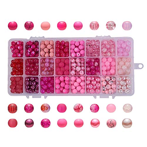 Pandahall Glasperlen rund gemischt, 24 Color-Pink#1-8mm-648~720pcs/box, 8 mm von PH PandaHall