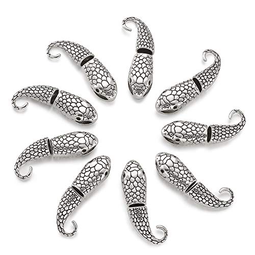 Pandahall Knebelverschlüsse tibetische Legierung, 10 Set# Silver Snake Clasps, 23x12x9mm von PH PandaHall