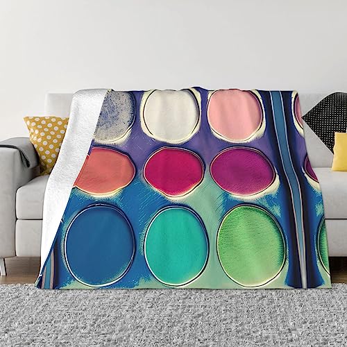 PHAYAH Runde Farbpalette, gemusterte Decke, Klimaanlage, Decke für Sofa, Bett, Stuhl, Schlafzimmer, Geschenk, Reise, Wohnzimmer, Decke, 203 x 152 cm von PHAYAH