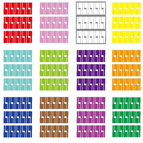 PHCOZY 360 Pcs Selbstklebende Kabelbeschriftung 12 Farben 12 Blatt Kabeletiketten Kabel Beschriftung Ettiketten Selbstklebend Wasserdich Reißfest Kabelbeschriftung für Klassifizierung von PHCOZY