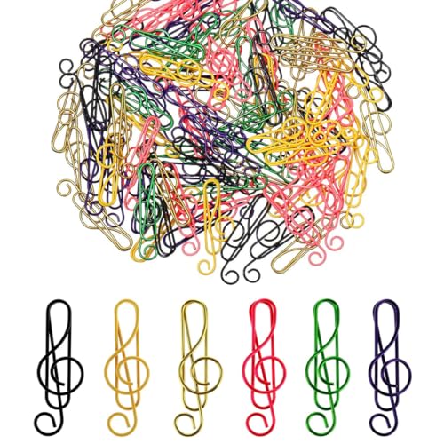PHCOZY 50 Pcs Büroklammern Motiv Notenschlüssel Büroklammern Musik Büroklammern Metall Vinyl Beschichtet Büroklammern Groß Für Ordentlich Von Dateiquittungen Und Buchen Noten Briefklammern von PHCOZY