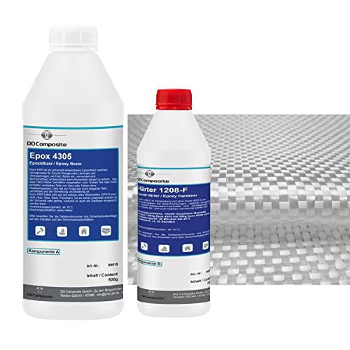 Epoxidharz 750g mit 1m² Rovinggewebe 300g/m² Leinwandbindung zur Verstärkung und Herstellung stabile Laminate, für Reparaturen, Fahrzeugbau, Formenbau von PHD