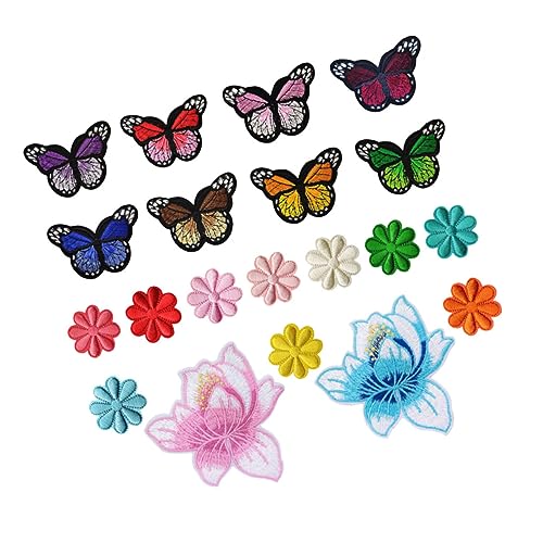 20 Stück Schmetterlings Klebeflicken Stickerei Patches Für Kleidung Aufnäher Stereoskopischer Kleidungsflicken Bekleidungszubehör Stoffzubehör Charm Stoffflicken PHENOFICE von PHENOFICE