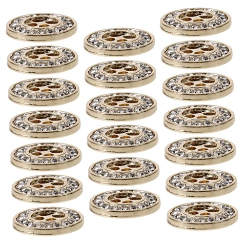 20St Diamantknöpfe Modeknöpfe Metallknöpfe Knopfdesign Hemd Knöpfe Kleidungsknöpfe Blumenknöpfe runde Knöpfe Weißes Hemd selber machen glitzernde Knöpfe Strasssteine Golden PHENOFICE von PHENOFICE