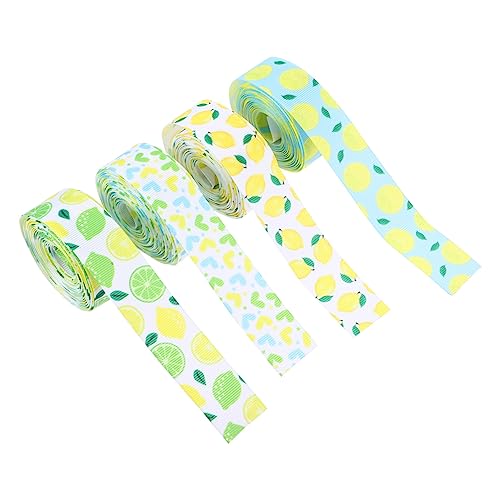 4 Rollen Rippelband Sommer Drahtband Wickelband Zitrone Brautdusche Geschenkbänder für den Sommer ribbon schienbeinschoner tape Geschenkverpackungsstreifen Feiertagsband Polyester PHENOFICE von PHENOFICE