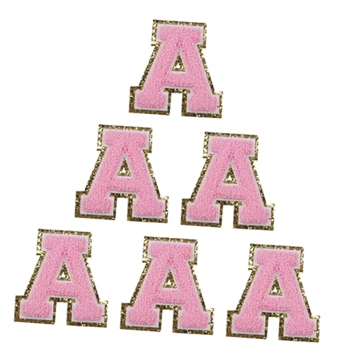 6 Stk Stoffaufnäher mit Buchstabenstickerei Applikationsflicken aufnähen Reparaturflicken für Jeans annähen buchstaben aufnäher buchstaben patches Nähpflaster Kleideraufnäher Rosa PHENOFICE von PHENOFICE