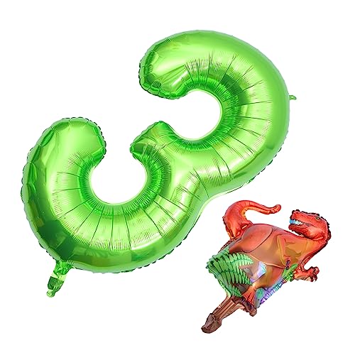 PHENOFICE Einzigartiges Zahlenballon-set mit Dinosaurier- Aluminiumfolienballons für Babypartys und Feiern von PHENOFICE